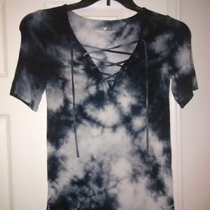 American Eagle Outfitters tye dye tee with laces